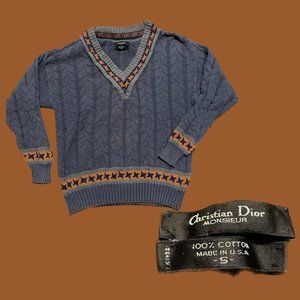 Christian Dior Monsieur blue V neck sweater